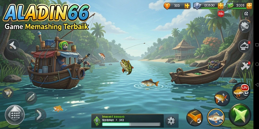 Tampilan gameplay menampilkan suasana memancing yang memukau dan dinamis.
