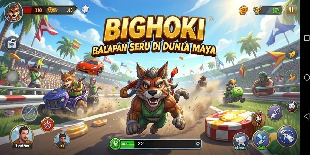 Tampilan gameplay BIGHOKI yang mendebarkan dan seru.