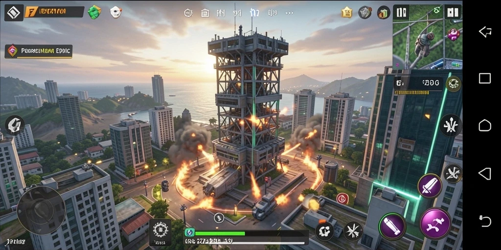 Tampilan gameplay ER777 yang penuh aksi dan strategi Tower Defense.