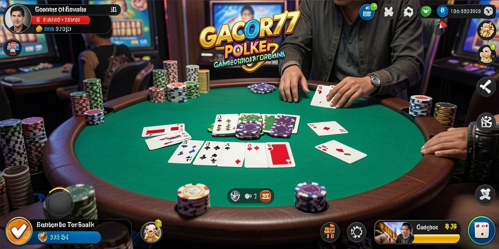 Screenshot gameplay GACOR77 dengan tampilan poker yang menarik.