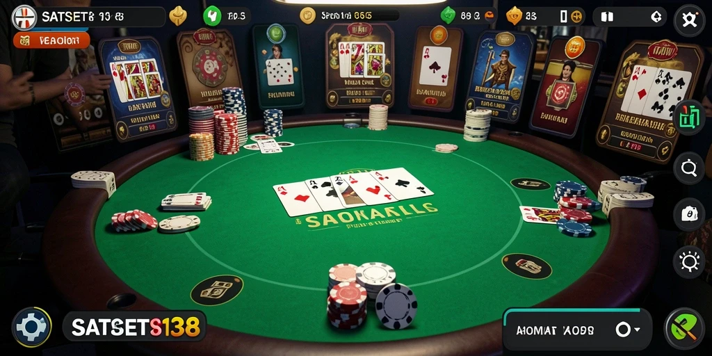 Tampilan gameplay SATSET138 yang menarik dan interaktif untuk Poker.