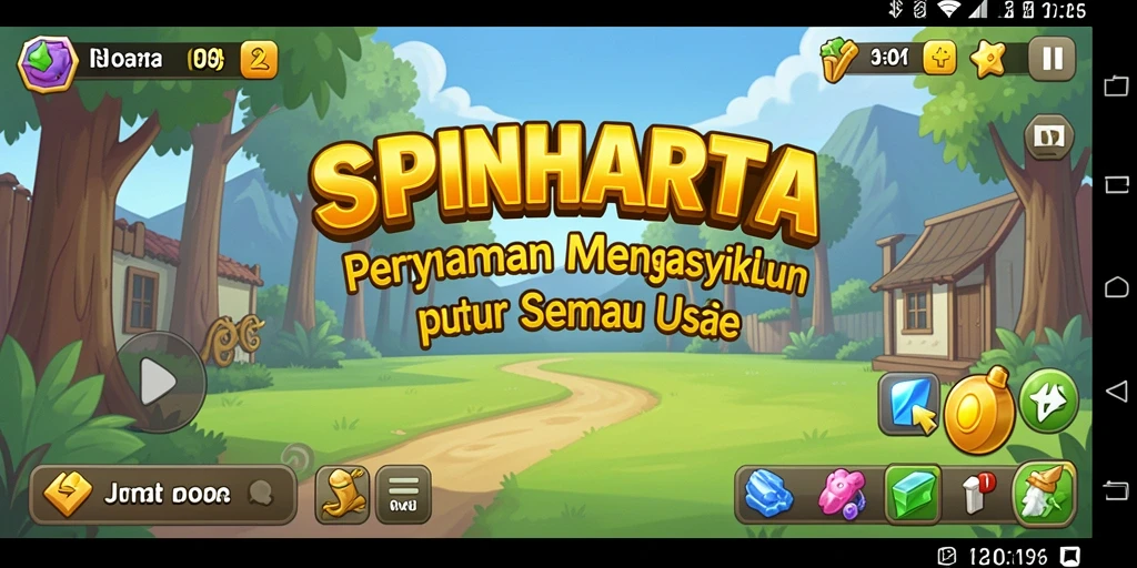Screenshot gameplay SPINHARTA yang menarik dan penuh warna.