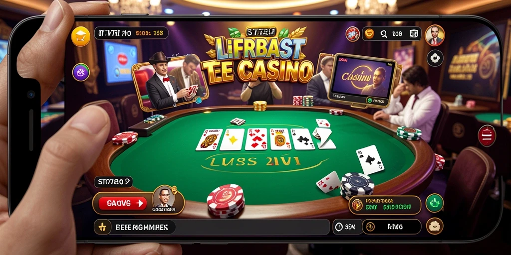 Screenshot ST789 menunjukkan dealer cantik dalam permainan Live Casino.